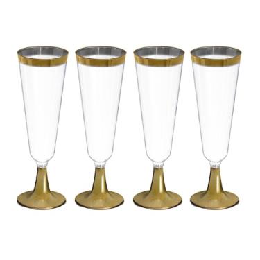 Imagem de Taça Champagne Premium Linha Gold 150ml Estilo E Durabilidade SilverPlastic 4 unidades