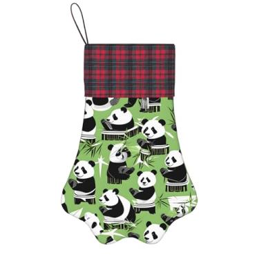 Imagem de SKKNT Meias de Natal com estampa de bambu panda, animais de estimação, decoração de Natal, cães, gatos, árvores, doces, presente conveniente