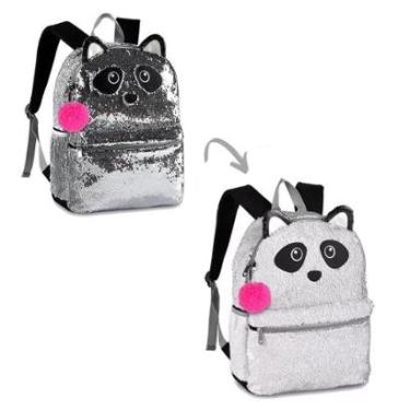 Imagem de MOCHILA INFANTIL PANDA PAETES MUDA DE COR COM POMPOM-Feminino