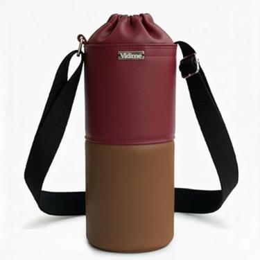 Imagem de Bolsa Térmica (VINHO COM MARROM) RAMIERE para Garrafa de 1 LITRO em Couro Sintético - Coleção Cores VERÃO 2026