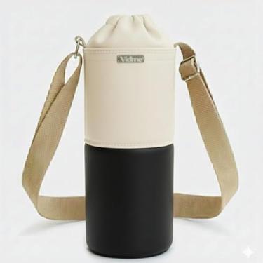 Imagem de Bolsa Térmica (MARFIM COM PRETO) RAMIERE para Garrafa de 750 ML em Couro Sintético - Coleção Cores VERÃO 2026