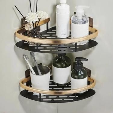 Imagem de Kit Suporte De Shampoo Organizador Metal Prateleiras De Banheiro Cozinha Sem Furo prateleira ，acess��rios para banheiro，suporte shampoo (Dourado 1 Peça (Triangulo))