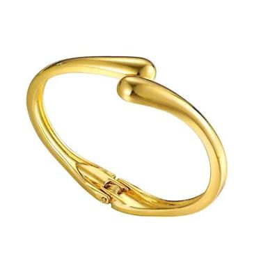 Imagem de Bracelete Pulseira Gota Rigido Grossa Ajustavel Dourado - Lojas La+Ny,