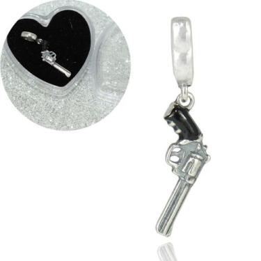 Imagem de Berloque Prata Maciça 925 P/ Pulseira Berloque Arma Revolver - Lojas L