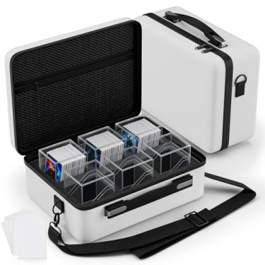 Imagem de Proijeut Caixa de baralho com estojo portátil, pacote com 6 caixas transparentes Commander Deck com 6 divisórias, comporta mais de 600 cartas de manga dupla, adequada para MTG, YuGiOh, TCG (branco)