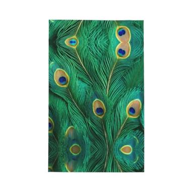 Imagem de XLLingL Toalhas de cozinha de waffle com estampa de penas de pavão verde, panos de prato de microfibra, perfeitos para decoração e limpeza de cozinha - 1 peça