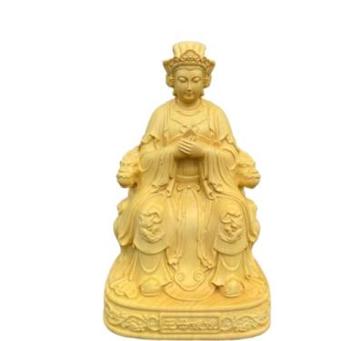Imagem de FENNYYAR Estátua de Buda de buxo esculpida à mão, Feng Shui, 10 cm, enfeite de altar para decoração de casa