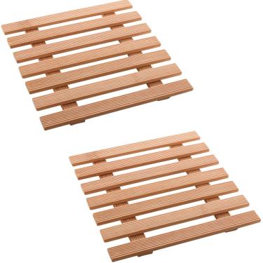 Imagem de Kit 2 Descanso de Panelas Bambu Moderno 17cm x 17cm Lyor