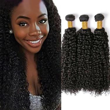 Imagem de Feixes de cabelo humano encaracolado afro, cabelo cru, crespo, encaracolado, mechas crespas, 40, 40, 50 cm, extensões de cabelo não processadas de trama dupla, saudáveis e macias, ofertas de uso