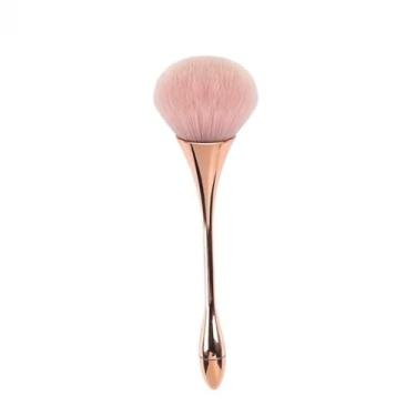 Imagem de Pincel grande de blush em pó de ampulheta rosa, cerdas macias com alça preta, pincel de maquiagem multifuncional para blush, bronzeador, corretivo e base líquida