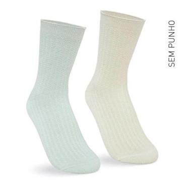 Imagem de Kit 2 Meias Puma Cano Médio Feminina 34/38 4970.001, Verde claro, Off 