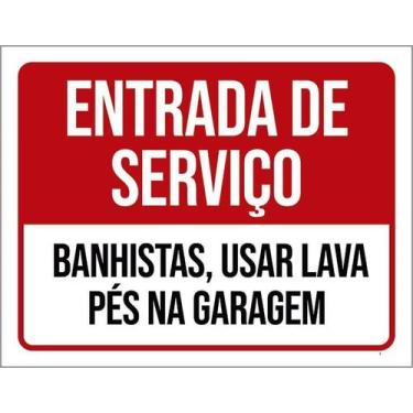 Imagem de Kit 10 Placa Acm Entrada Serviço Banhistas Pés Garagem 18X23 - Sinaliz