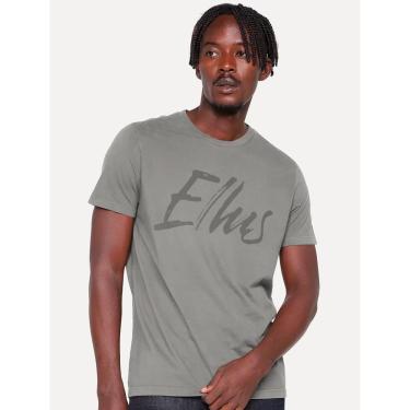 Imagem de Camiseta Ellus Masculina Maxi Logo Classic Brush Cinza Médio-Masculino