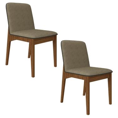 Imagem de Kit 2 Cadeiras Estofadas Windsor Freijó/suede Capuccino - M.a