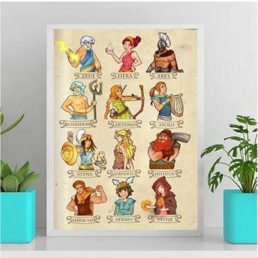 Imagem de Quadro Decorativo Ilustração Deuses Gregos 45X34Cm Branca
