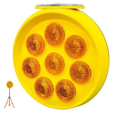 Imagem de Sinalizador Solar Viario LED Painel Luz de Emergencia Poste Cone Segurança Transito Obra Estrada Rodovia Avenida