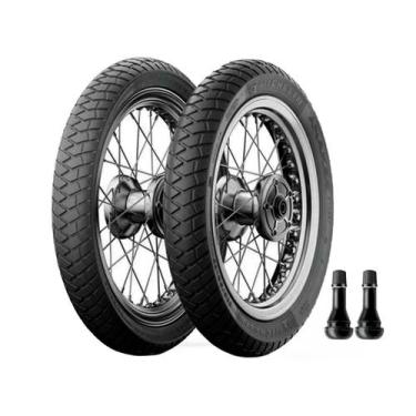 Imagem de Kit Pneu Michelin 90/90-19+110/90-17 + 2 Válvulas  Bros 160 