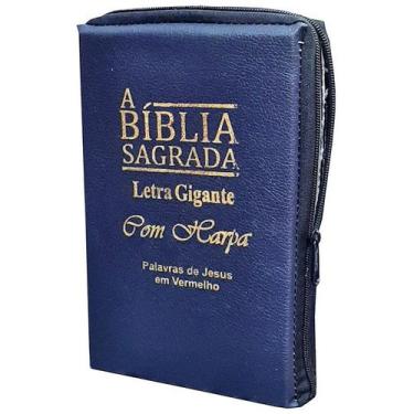 Imagem de Bíblia Sagrada Azul Letras Gigantes As Palavras de Jesus são em Vermel