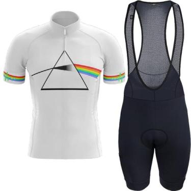 Imagem de Kit Camisa Pink Floyd Dry Fit Bretelle Forro Gel Ciclismo -, Branco, G