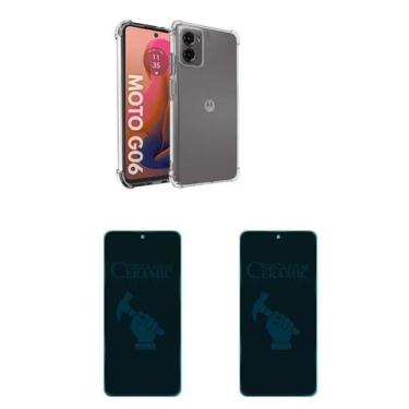 Imagem de 2UN Película Fosca Privativa 9D + Capinha Anti Choque TPU Para Moto G0