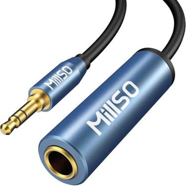 Imagem de Adaptador de fone de ouvido MillSo 6,35 mm fêmea para 3,5 mm macho 2 m