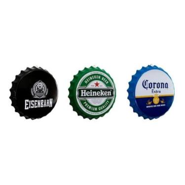 Imagem de Kit 3 Placas Decorativas Tampas Cervejas Bebidas 27cm - Amazonas