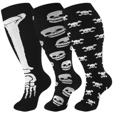 Imagem de Meias de compressão Bropite Halloween Plus Size Wide Calf