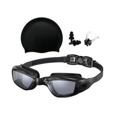 Imagem de Óculos De Natação Com Proteção UV E Antiembaçante, Touca De Silicone, 