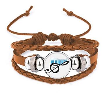Imagem de un brand Pulseira de couro com teclas de piano e melodia simbólicas musicais