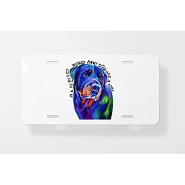 Imagem de Rottweiler Capa para placa de carro Perfect World – Capa para placa de carro – Capa para placa de carro 15 x 30 cm