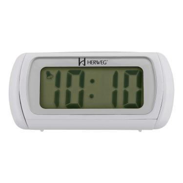 Imagem de Relógio Despertador Digital Branco Luz Noturna Azul Herweg