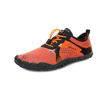 Imagem de Bestgift Sapatos respiráveis de tamanho grande, sapatos de cinco dedos, sapatos de praia de verão para homens e mulheres, secagem rápida Laranja 33.5