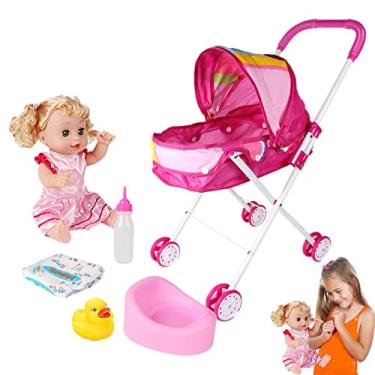 Imagem de carrinho bebê boneca,Acessórios boneca com carrinho | brinquedos e acessórios para brincar carrinho boneca para bebês Baodan