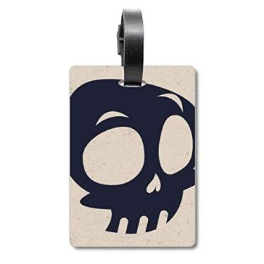 Imagem de Bolsa de mão de esqueleto com olhos grandes para Halloween, etiqueta para cartão de bagagem, etiqueta para pendurar