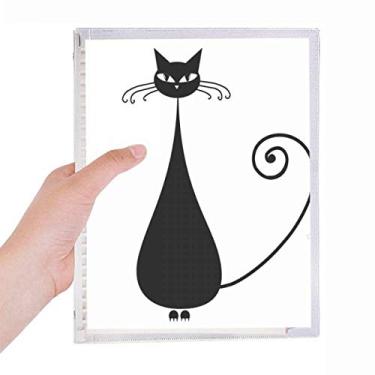 Imagem de Caderno Black Cat Sit Halloween Animal Art Outline Caderno Folhas Soltas Diário Recarregável