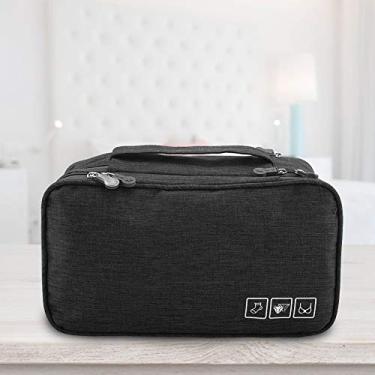 Imagem de Roupa íntima à prova d 'água sutiã meias bolsa organizador de armazenamento de viagem, bolsa de poliéster com design de zíper, estojo portátil USB para viagem de negócios (preto)