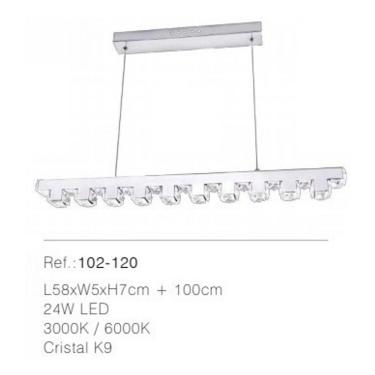 Imagem de Lustre Pendente Led Cristal K9 L58xw14xh72cm
