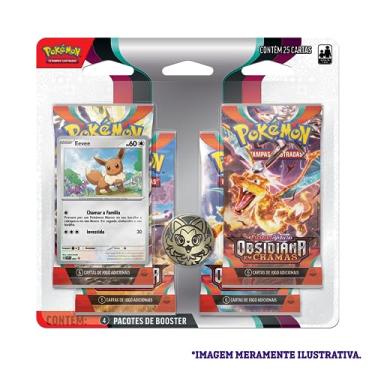 Imagem de Blister Quadruplo Pokémon Eevee Escarlate E Violeta 3 Obsidiana Em Chamas, Cor:Estampado - Copag