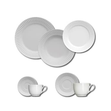 Imagem de Aparelho de Jantar, Chá, Café e Sobremesa 42 Peças Germer Diamante em Porcelana – Branco