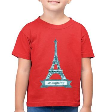 Imagem de Camiseta Algodão Infantil Torre Eiffel Amazing - Foca Na Moda