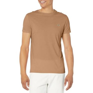 Imagem de Lacoste Camiseta masculina de manga curta e gola redonda de algodão Pima, Biscoito, P