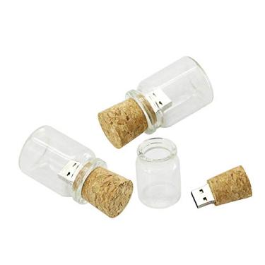 Imagem de Garrafa de vidro de 4 GB com cortiça USB Flash Drive Pen Drive Transparente PenDrive U Disk USB Flash Disk (Branco)