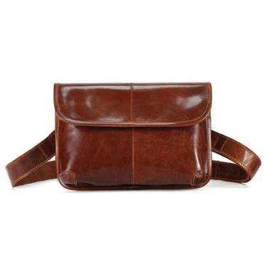Imagem de Bolsa Masculina em Couro Genuíno Bolsa Transversal Bolsa de Ombro Bolsa Mensageiro Carteira Bolsa e Bolsas com Alça Ajustável (A)