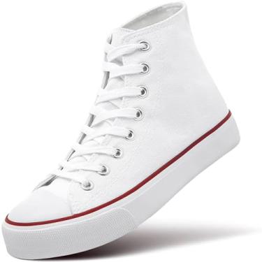 Imagem de Tênis feminino de lona com cadarços e cano alto da ZGR, White 1, 8