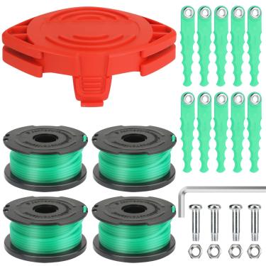 Imagem de Eyoloty Lâminas de cabeça de substituição de policarbonato SF-080 e carretel de aparador compatível com Black Decker GH3000 GH3000R LST540 LST540B Weed Eater, SF-080-BKP 6 m, linha de alimentação automática de 0,08 cm com peça (pacote com 24)