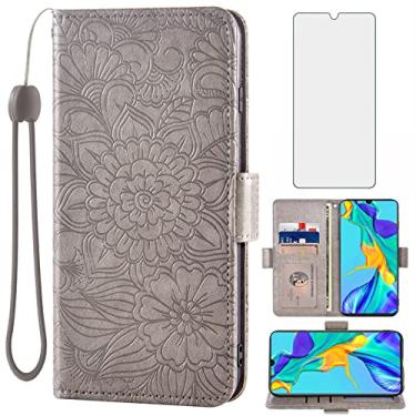 Imagem de Capa carteira compatível com Huawei P30, protetor de tela de vidro temperado, suporte para cartão, couro magnético, flip removível, acessórios de celular PU, capa para telefone para Havaí P 30 ELE-L29