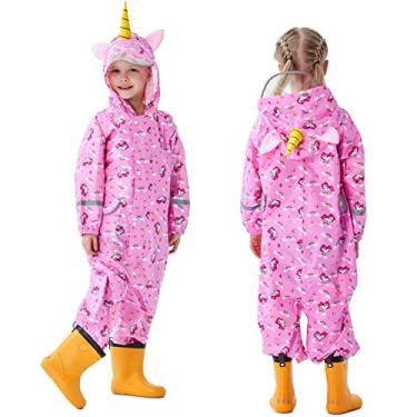 Imagem de Roupa de chuva infantil infantil para meninos e meninas, moletom com capuz e zíper, impermeável, 1 a 10 anos, rosa, 7-9 Anos
