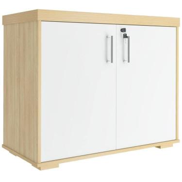 Imagem de Kit 2 Armários Balcão Multiuso Escritório 2 Portas Atria Executiva A02 Carvalho Branco - Lyam Decor