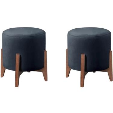 Imagem de Kit 2 Puff Puf Sala Lhor Veludo Azul Rm Azul