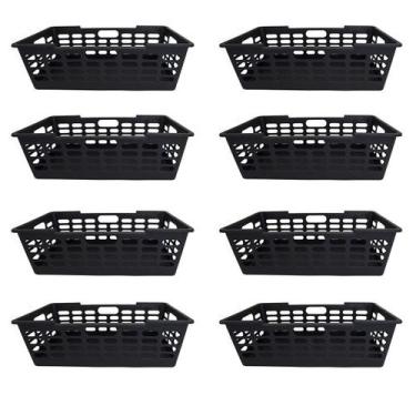 Imagem de Kit 8 Cesto Decorativo Multiuso Grande Preto 29x15x51CM  25463PM Atena
